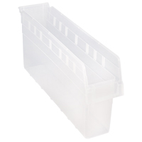 Store-Max Shelf Bins, 4-3/8" W x 8" H x 23-5/8" D, Clear, 68 lbs. Capacity Oxford Builders Supplies Inc