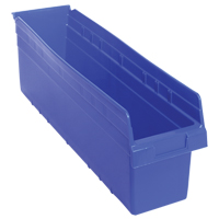 Store-Max Shelf Bins, 6-5/8" W x 8" H x 23-5/8" D, Blue, 68 lbs. Capacity Oxford Builders Supplies Inc