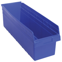 Store-Max Shelf Bins, 8-3/8" W x 8" H x 23-5/8" D, Blue, 68 lbs. Capacity Oxford Builders Supplies Inc