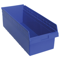 Store-Max Shelf Bins, 11-1/8" W x 8" H x 23-5/8" D, Blue, 68 lbs. Capacity Oxford Builders Supplies Inc