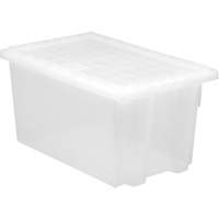 Heavy-Duty Stack & Nest Tote, 15" x 19.5" x 29.5", Clear Oxford Builders Supplies Inc