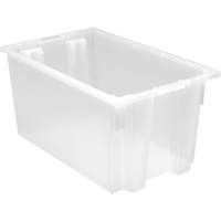 Heavy-Duty Stack & Nest Tote, 12" x 19.5" x 23.5", Clear Oxford Builders Supplies Inc