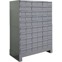 Armoires &agrave; tiroirs industriels avec base, 60 tiroirs, 34-1/8" la x 12-1/4" p x 48-1/8" h, Gris Oxford Builders Supplies Inc