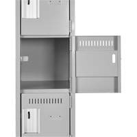 Clean Line Lockerette , 6 -tier, Bank of 4, 48" x 18" x 78", Steel, Grey, Rivet (Assembled) Oxford Builders Supplies Inc