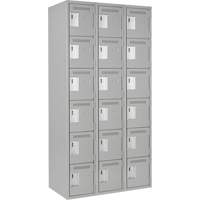 Petits casiers Clean Line, 6 niveaux, Bloc de 3, 36" x 18" x 72", Acier, Gris, Rivet (assembl&eacute;) Oxford Builders Supplies Inc