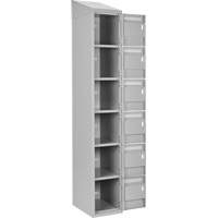 Clean Line Lockerette , 6 -tier, Bank of 4, 48" x 18" x 78", Steel, Grey, Rivet (Assembled) Oxford Builders Supplies Inc