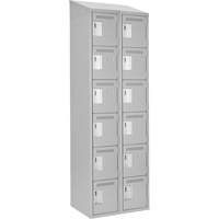 Clean Line Lockerette , 6 -tier, Bank of 2, 24" x 18" x 78", Steel, Grey, Rivet (Assembled) Oxford Builders Supplies Inc