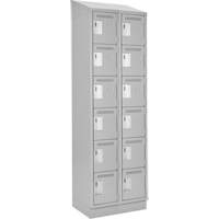 Clean Line Lockerette, 6 -tier, Bank of 2, 24" x 18" x 82", Steel, Grey, Rivet (Assembled) Oxford Builders Supplies Inc