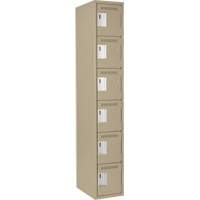 Petits casiers Clean Line, 6 niveaux, 12" x 18" x 72", Acier, Beige, Rivet (assembl&eacute;) Oxford Builders Supplies Inc
