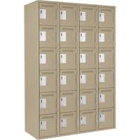 Clean Line Lockerette, 6 -tier, Bank of 4, 48" x 18" x 72", Steel, Beige, Rivet (Assembled) Oxford Builders Supplies Inc