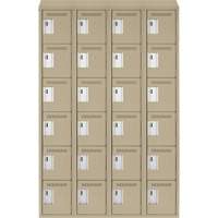 Clean Line Lockerette, 6 -tier, Bank of 4, 48" x 18" x 78", Steel, Beige, Rivet (Assembled) Oxford Builders Supplies Inc