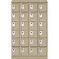Clean Line Lockerette , 6 -tier, Bank of 4, 48" x 18" x 82", Steel, Beige, Rivet (Assembled) Oxford Builders Supplies Inc
