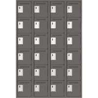 Clean Line Lockerette, 6 -tier, Bank of 4, 48" x 18" x 72", Steel, Charcoal, Rivet (Assembled) Oxford Builders Supplies Inc