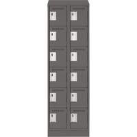 Clean Line Lockerette, 6 -tier, Bank of 2, 24" x 18" x 82", Steel, Charcoal, Rivet (Assembled) Oxford Builders Supplies Inc