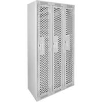 Clean Line Lockers, Bank of 3, 36" x 15" x 72", Steel, Grey, Rivet (Assembled), Perforated Oxford Builders Supplies Inc