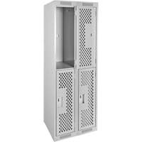 Casiers Clean Line, 2 niveaux, Bloc de 2, 24" x 12" x 72", Acier, Gris, Rivet (assembl&eacute;), Perfor&eacute; Oxford Builders Supplies Inc