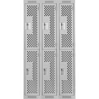 Casiers Clean Line, 2 niveaux, Bloc de 3, 36" x 12" x 72", Acier, Gris, Rivet (assembl&eacute;), Perfor&eacute; Oxford Builders Supplies Inc