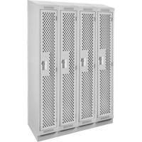 Clean Line Lockers, Bank of 4, 48" x 18" x 82", Steel, Grey, Rivet (Assembled), Perforated Oxford Builders Supplies Inc