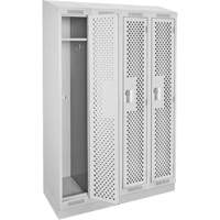Clean Line Lockers, Bank of 4, 48" x 18" x 82", Steel, Grey, Rivet (Assembled), Perforated Oxford Builders Supplies Inc