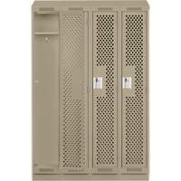 Clean Line Lockers, Bank of 4, 48" x 18" x 82", Steel, Grey, Rivet (Assembled), Perforated Oxford Builders Supplies Inc