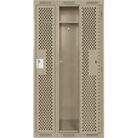 Clean Line Lockers, Bank of 3, 36" x 15" x 72", Steel, Beige, Rivet (Assembled), Perforated Oxford Builders Supplies Inc