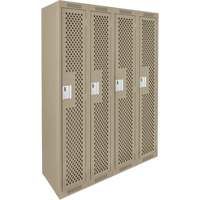 Clean Line Lockers, Bank of 4, 48" x 15" x 72", Steel, Beige, Rivet (Assembled), Perforated Oxford Builders Supplies Inc