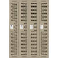 Clean Line Lockers, Bank of 4, 48" x 15" x 72", Steel, Beige, Rivet (Assembled), Perforated Oxford Builders Supplies Inc