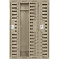 Clean Line Lockers, Bank of 4, 48" x 15" x 72", Steel, Beige, Rivet (Assembled), Perforated Oxford Builders Supplies Inc