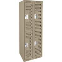 Casiers Clean Line, 2 niveaux, Bloc de 2, 24" x 12" x 72", Acier, Beige, Rivet (assembl&eacute;), Perfor&eacute; Oxford Builders Supplies Inc