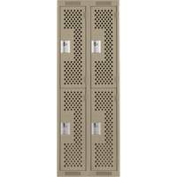 Casiers Clean Line, 2 niveaux, Bloc de 2, 24" x 12" x 72", Acier, Beige, Rivet (assembl&eacute;), Perfor&eacute; Oxford Builders Supplies Inc