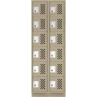 Clean-Line Perforated Lockerette, 6 -tier, Bank of 2, 15" x 72" x 12", Steel Oxford Builders Supplies Inc