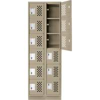 Clean-Line Perforated Lockerette, 6 -tier, Bank of 2, 15" x 72" x 12", Steel Oxford Builders Supplies Inc