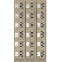 Clean-Line Perforated Lockerette, 6 -tier, Bank of 3, 15" x 72" x 12", Steel Oxford Builders Supplies Inc