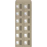 Assembled Lockerettes Clean Line Perforated Economy Lockers, 6 -tier, Bank of 2, 18" x 72" x 12", Steel Oxford Builders Supplies Inc