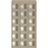 Assembled Lockerettes Clean Line Perforated Economy Lockers, 6 -tier, Bank of 3, 18" x 72" x 12", Steel Oxford Builders Supplies Inc