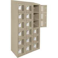 Assembled Lockerettes Clean Line Perforated Economy Lockers, 6 -tier, Bank of 3, 18" x 72" x 12", Steel Oxford Builders Supplies Inc