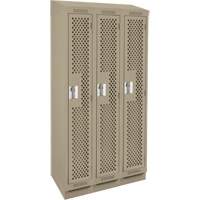 Clean Line Lockers, Bank of 3, 36" x 18" x 82", Steel, Beige, Rivet (Assembled), Perforated Oxford Builders Supplies Inc