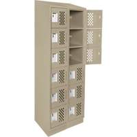 Clean-Line Perforated Lockerette, 6 -tier, Bank of 2, 15" x 72" x 12", Steel Oxford Builders Supplies Inc