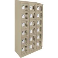 Clean-Line Perforated Lockerette, 6 -tier, Bank of 3, 15" x 72" x 12", Steel Oxford Builders Supplies Inc