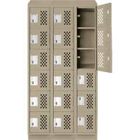 Clean-Line Perforated Lockerette, 6 -tier, Bank of 3, 15" x 72" x 12", Steel Oxford Builders Supplies Inc