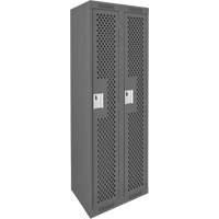Clean Line Lockers, Bank of 2, 24" x 15" x 72", Steel, Charcoal, Rivet (Assembled), Perforated Oxford Builders Supplies Inc