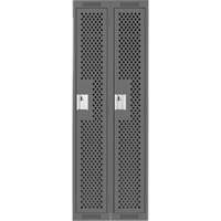 Clean Line Lockers, Bank of 2, 24" x 15" x 72", Steel, Charcoal, Rivet (Assembled), Perforated Oxford Builders Supplies Inc