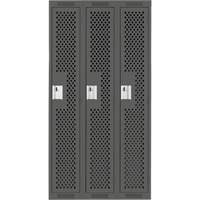 Clean Line Lockers, Bank of 3, 36" x 15" x 72", Steel, Charcoal, Rivet (Assembled), Perforated Oxford Builders Supplies Inc