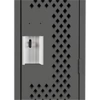Clean Line Lockers, Bank of 3, 36" x 15" x 72", Steel, Charcoal, Rivet (Assembled), Perforated Oxford Builders Supplies Inc