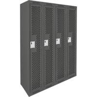 Clean Line Lockers, Bank of 4, 48" x 15" x 72", Steel, Charcoal, Rivet (Assembled), Perforated Oxford Builders Supplies Inc