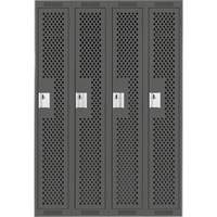 Clean Line Lockers, Bank of 4, 48" x 15" x 72", Steel, Charcoal, Rivet (Assembled), Perforated Oxford Builders Supplies Inc