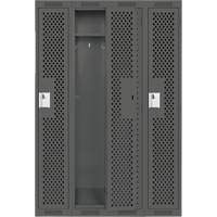 Clean Line Lockers, Bank of 4, 48" x 15" x 72", Steel, Charcoal, Rivet (Assembled), Perforated Oxford Builders Supplies Inc