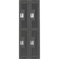 Casiers Clean Line, 2 niveaux, Bloc de 2, 24" x 12" x 72", Acier, Charbon, Rivet (assembl&eacute;), Perfor&eacute; Oxford Builders Supplies Inc