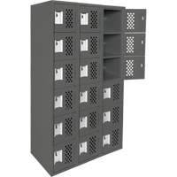 Clean-Line Perforated Lockerette, 6 -tier, Bank of 3, 15" x 72" x 12", Steel Oxford Builders Supplies Inc