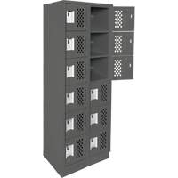 Clean-Line Perforated Lockerette, 6 -tier, Bank of 2, 15" x 72" x 12", Steel Oxford Builders Supplies Inc